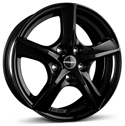 Borbet TL black glossy 5-Speiche 5.5x15 ET38 - LK5/100 ML57.06