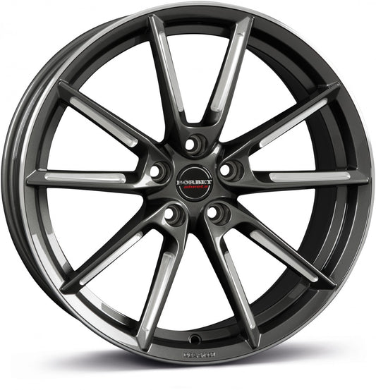 Borbet LX graphite spoke rim polished 8.5x19 ET35 - LK5/112 ML66.5