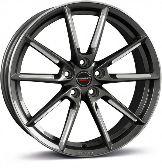 Borbet LX graphite spoke rim polished 8.5x19 ET37 - LK5/114.3 ML72.5
