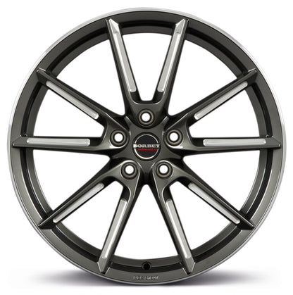 Borbet LX graphite spoke rim polished 8.5x19 ET37 - LK5/114.3 ML72.5