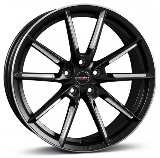 Borbet LX black matt spoke rim polished Alufelge 8.5x19 Zoll ET37 LK 5x114.3 ML72.5
