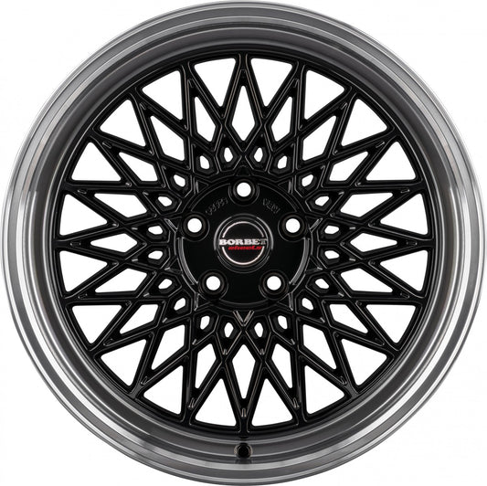 Borbet B black rim polished 8x17 ET35 - LK5/112 ML66.5