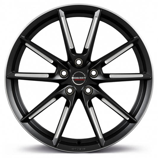 Borbet LX black matt spoke rim polished Alufelge 8.5x20 Zoll ET30 LK 5x112 ML66.5