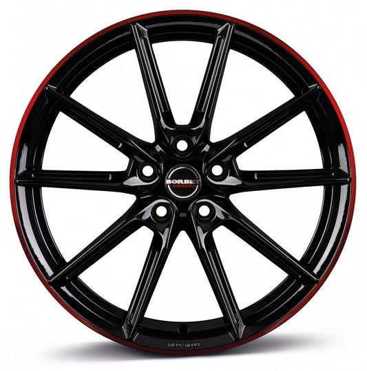 Borbet LX black glossy rim red Alufelge 8.5x20 Zoll ET45 LK 5x112 ML57.1