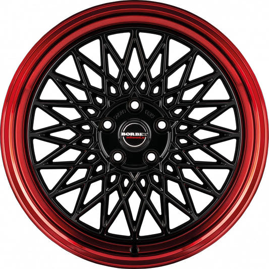 Borbet B black rim red Alufelge 7x17 Zoll ET30 LK 4x100 ML64