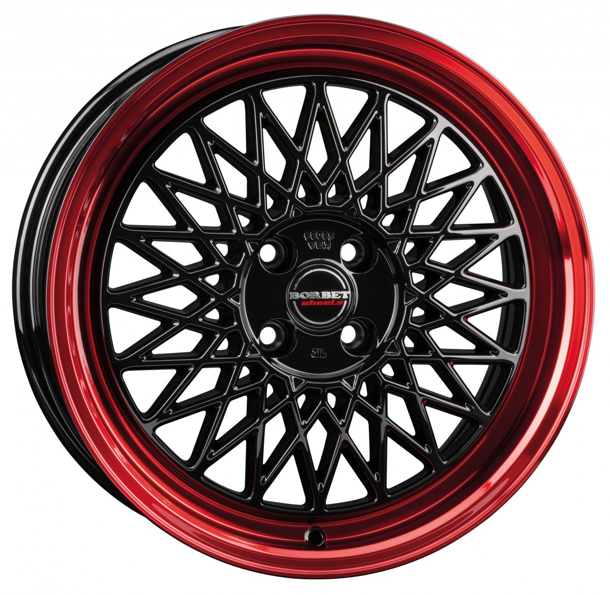 Borbet B black rim red 8x18 ET45 - LK5/112 ML66.5