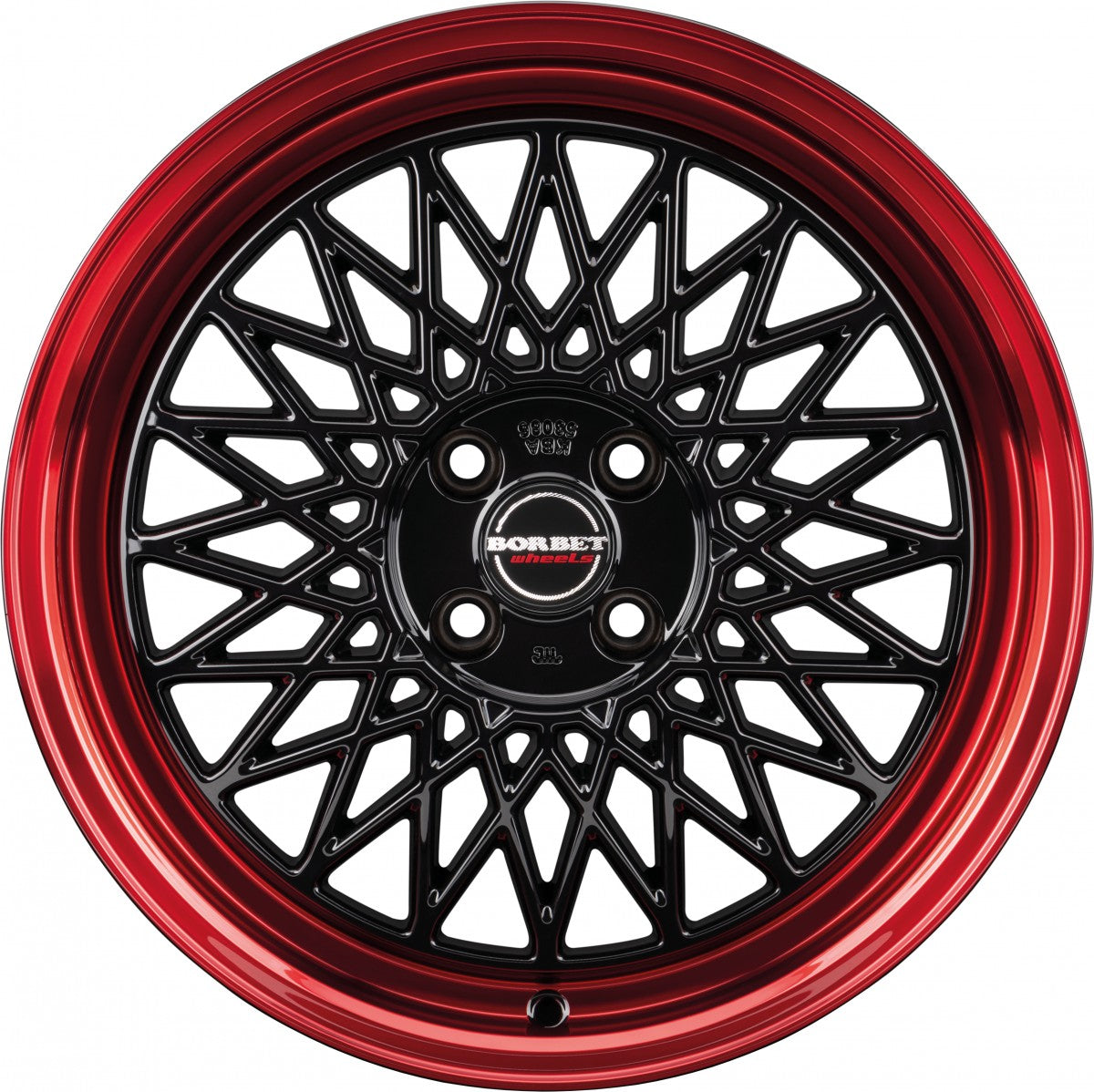 Borbet B black rim red 8x18 ET45 - LK5/112 ML66.5