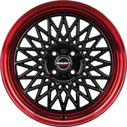 Borbet B black rim red 8x18 ET45 - LK5/112 ML66.5