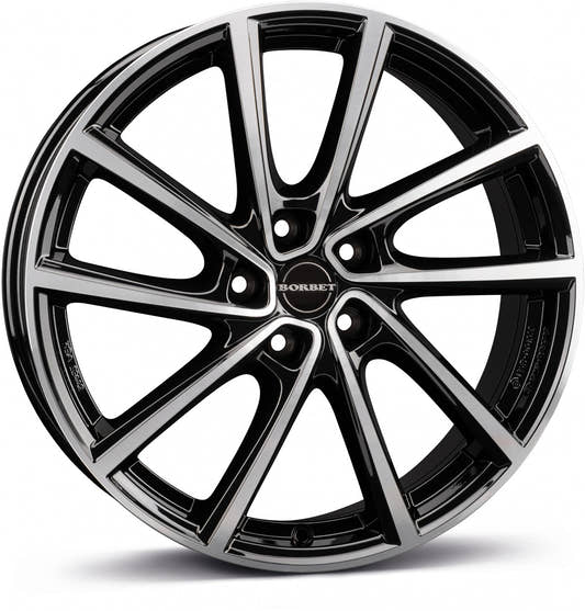 Borbet V black polished glossy 7x19 ET34 - LK5/112 ML66.5