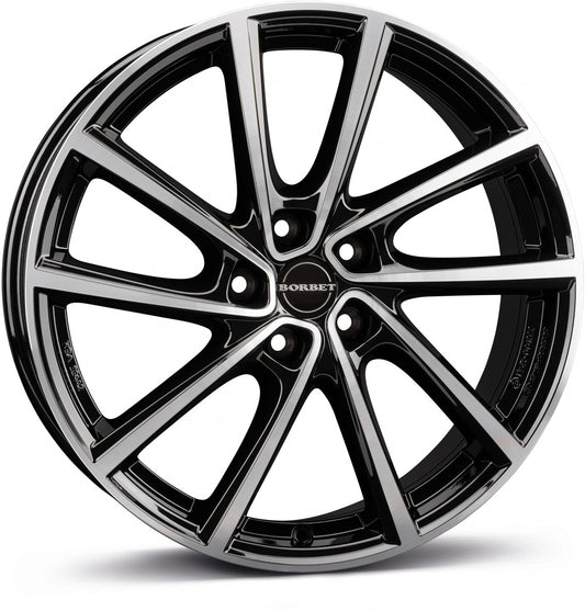 Borbet V black polished glossy 7x19 ET34 - LK5/112 ML66.5