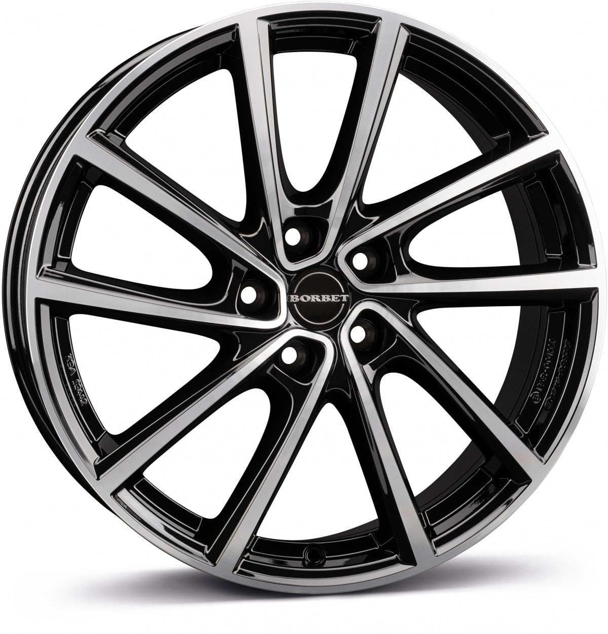 Borbet V black polished glossy 7x19 ET40 - LK5/114.3 ML66.1