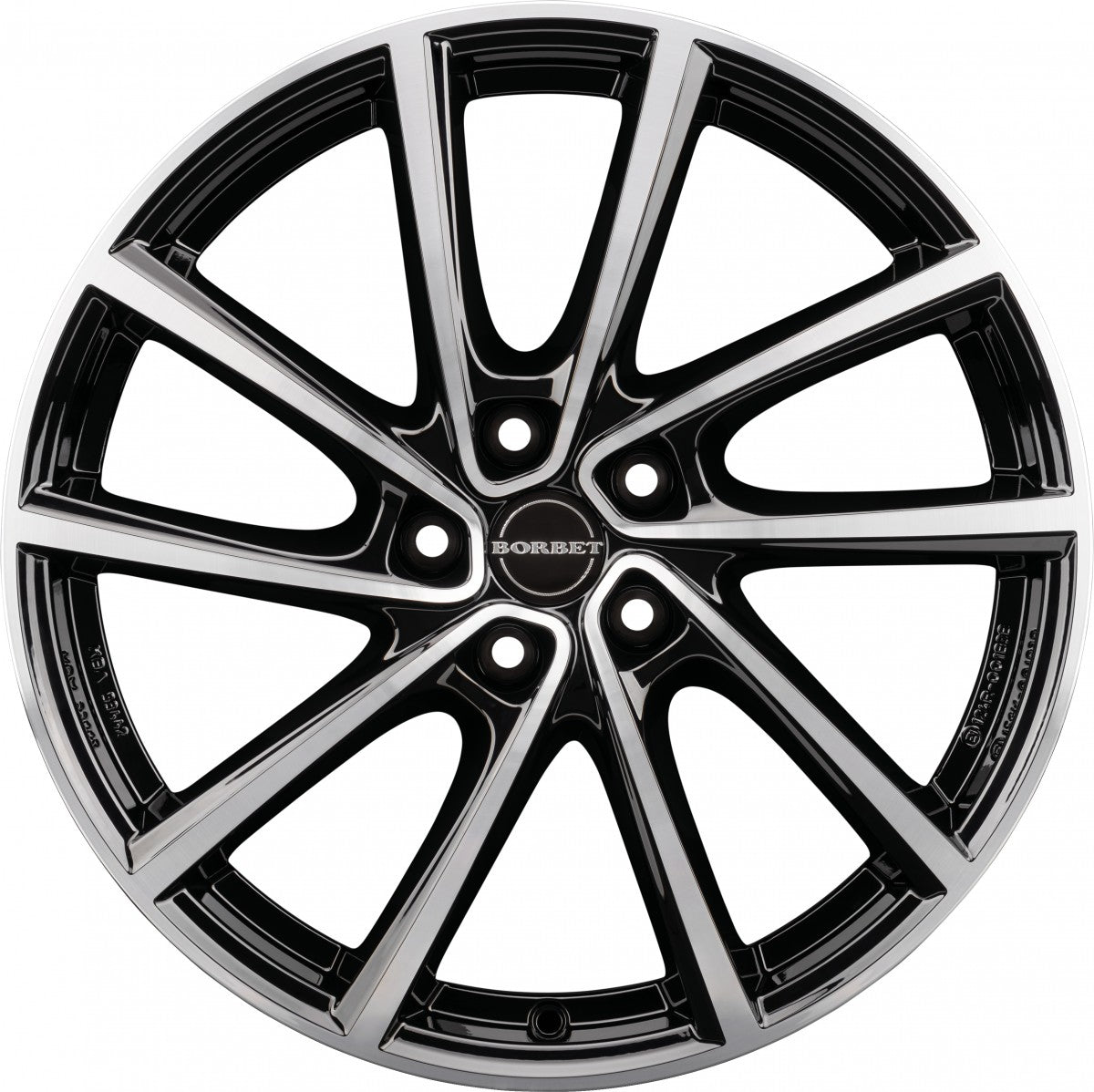 Borbet V black polished glossy 7x19 ET40 - LK5/114.3 ML66.1
