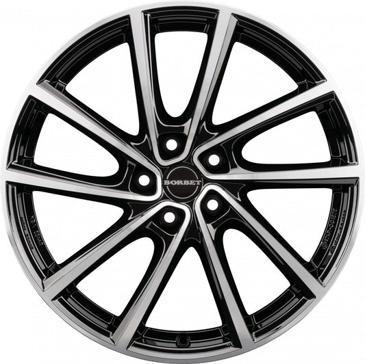 Borbet V black polished glossy 7x19 ET40 - LK5/114.3 ML66.1