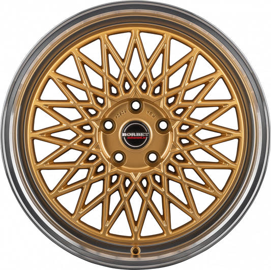 Borbet B gold rim polished 7x17 ET25 - LK4/100 ML64