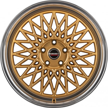 Borbet B gold rim polished 7x17 ET25 - LK4/100 ML64
