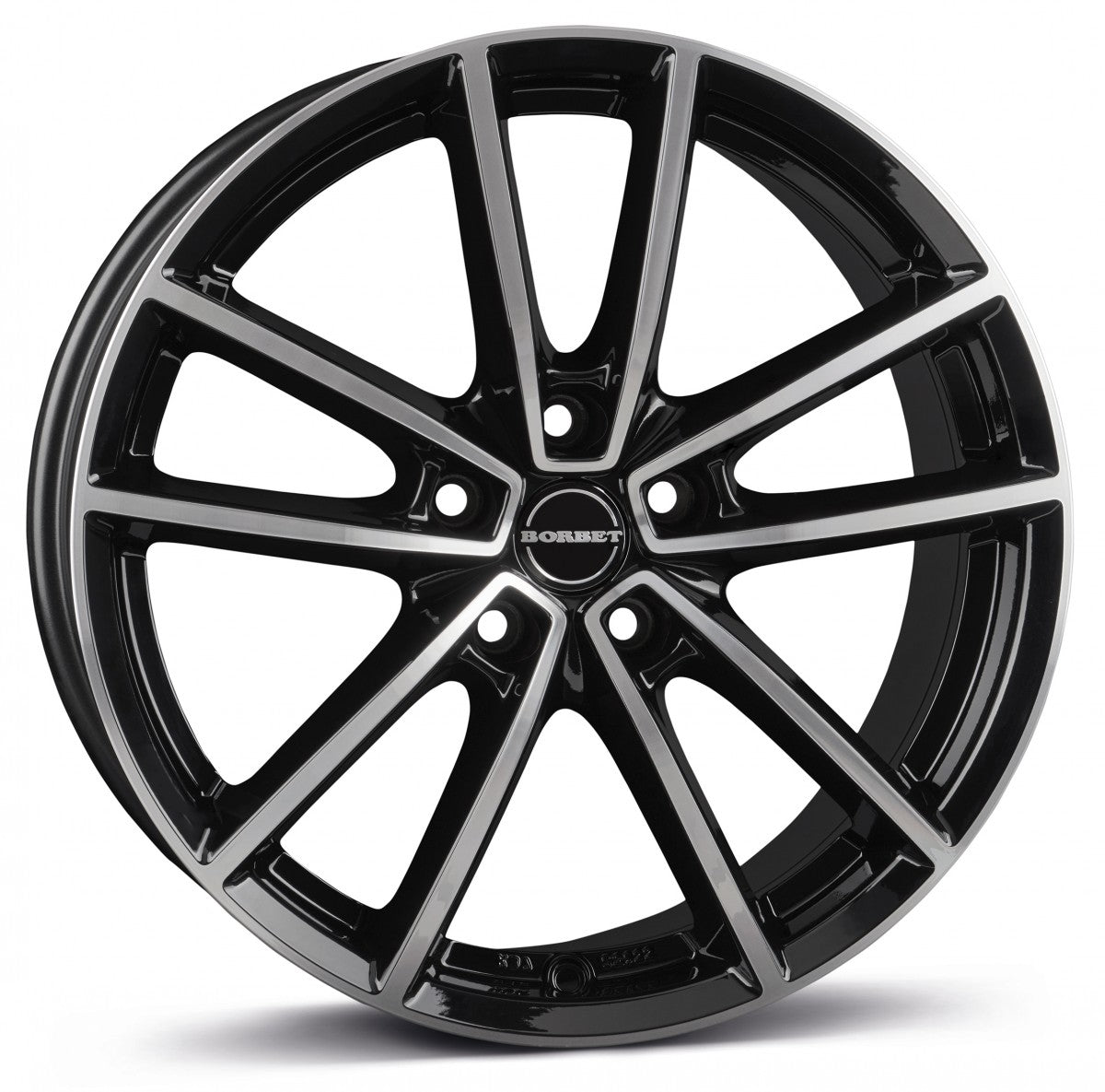 Borbet W black polished glossy Alufelge 8.5x21 Zoll ET45 LK 5x108 ML72.5