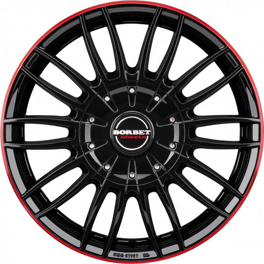 Borbet CW3 black glossy red ring 7.5x18 ET50 - LK6/139.7 ML92.4