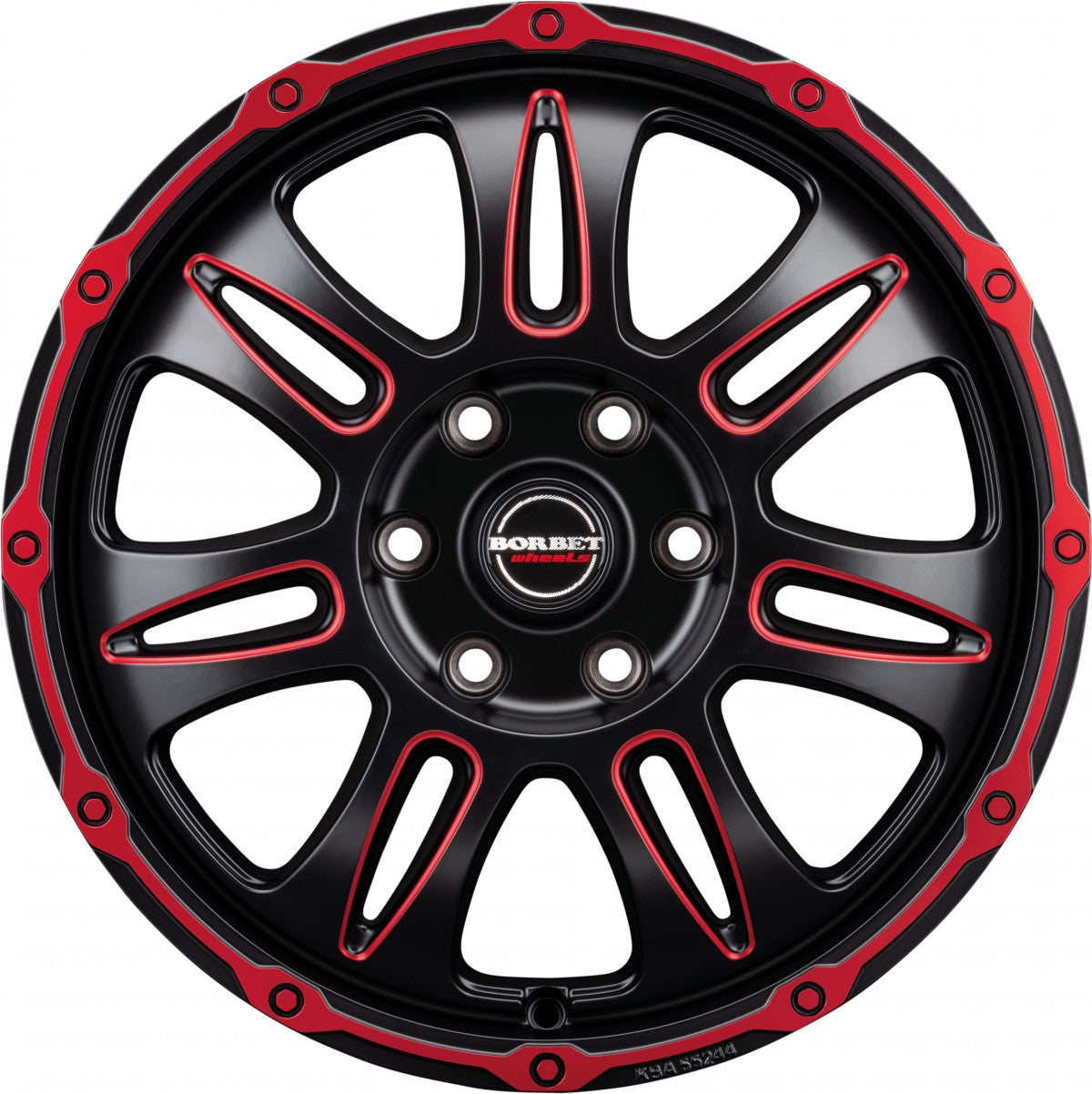 Borbet CW8 red rim window polished matt Alufelge 8x18 Zoll ET45 LK 5x120 ML65.1 – Bild 2