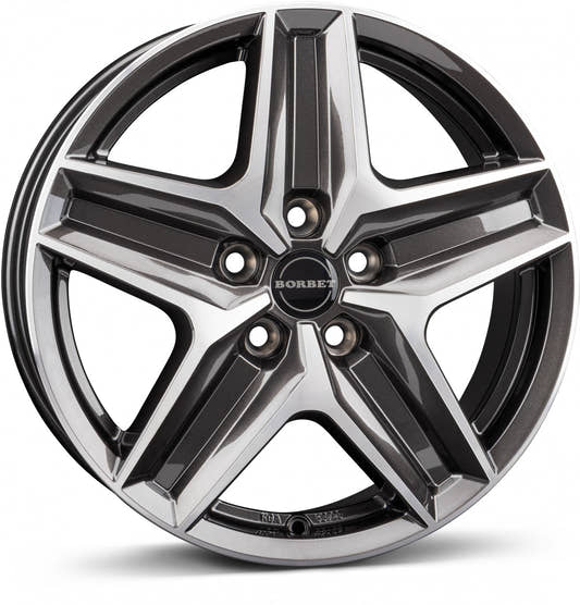 Borbet CWZ mistral anthracite glossy polished 6x17 ET30 - LK5/112 ML66.5