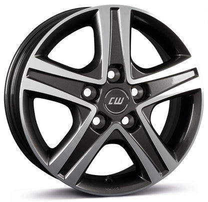 Borbet CWD mistral anthracite glossy polished Alufelge 6.5x16 Zoll ET46 LK 5x114.3 ML67.1