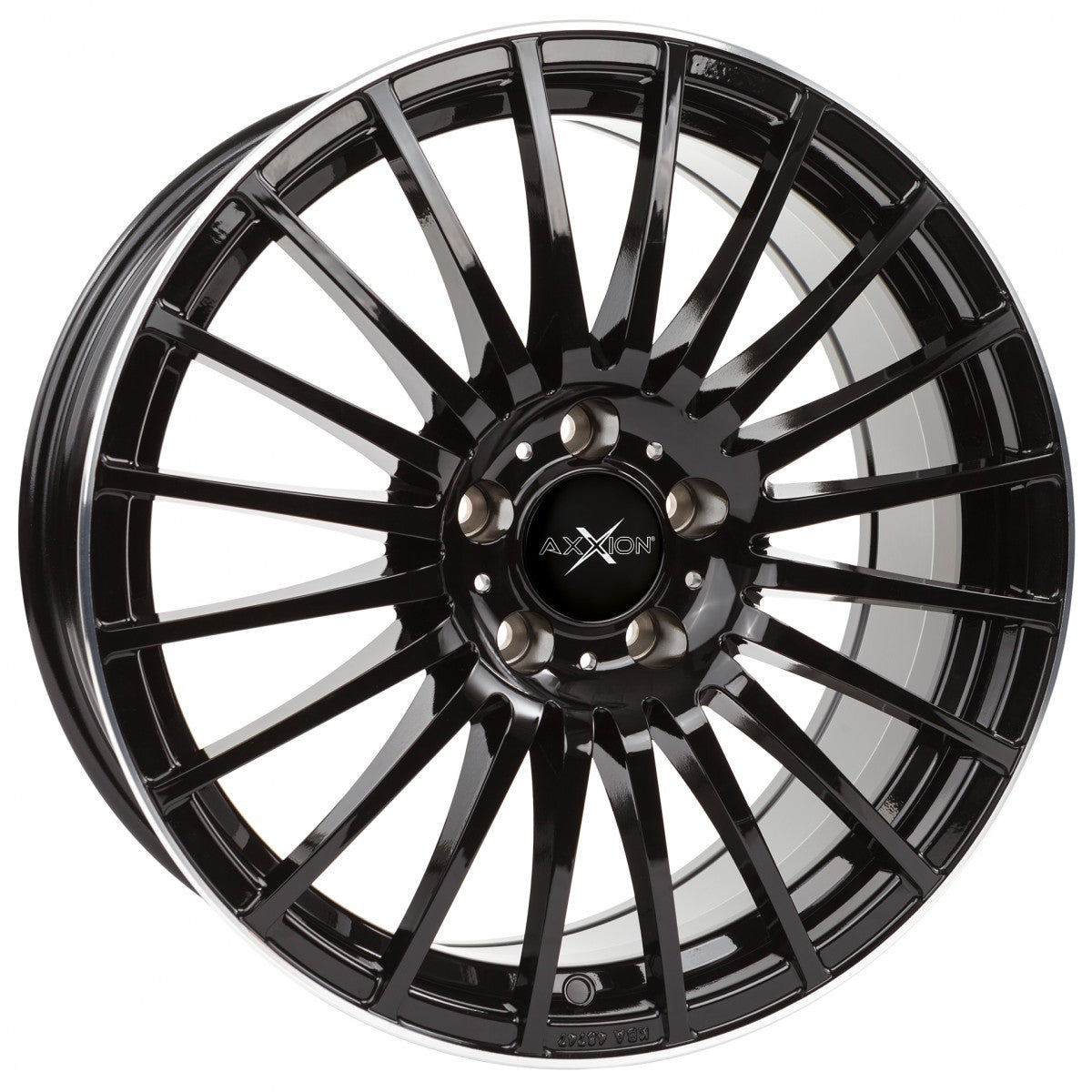 Axxion AX5 schwarz lackiert mit poliertem Felgenbett 8x18 ET35 - LK5/112 ML72.6