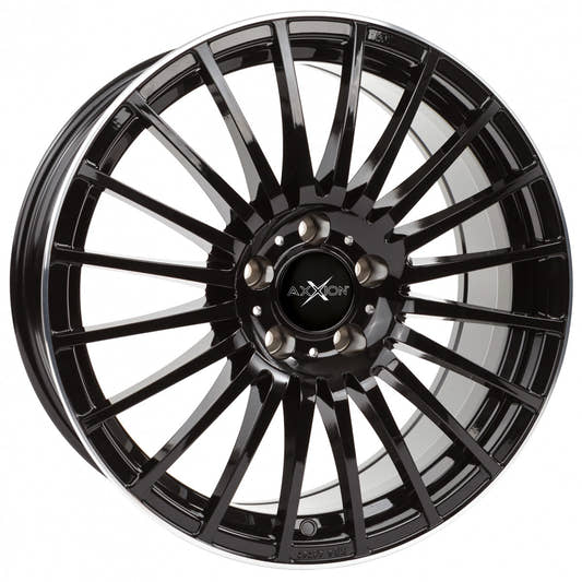 Axxion AX5 schwarz lackiert mit poliertem Felgenbett 8.5x19 Zoll ET45 LK 5x112 ML72.6