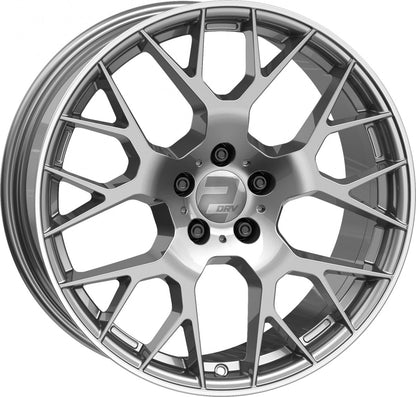 2DRV WH47 daytona grau lackiert mit hochglanzpoliertem Felgenbett 9x20 Zoll ET35 LK 5x114.3 ML72.6