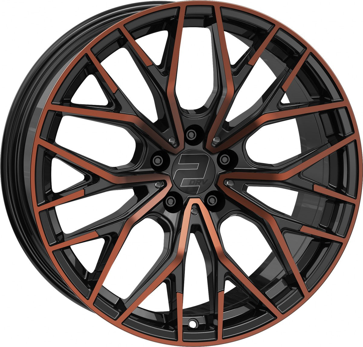 2DRV WH37 schwarz kupfer hochglanzpoliert 8x18 ET46 - LK5/114.3 ML72.6
