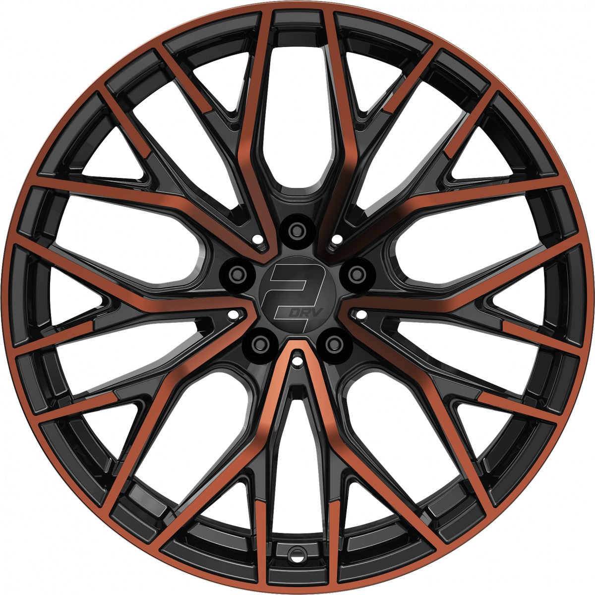 2DRV WH37 schwarz kupfer hochglanzpoliert 8x18 ET46 - LK5/114.3 ML72.6
