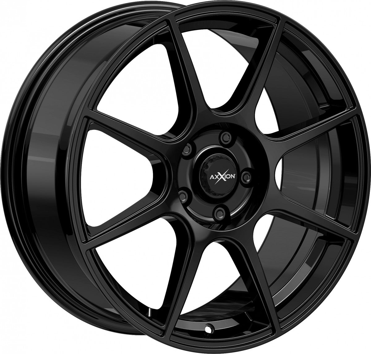 Axxion X2 schwarz glänzend lackiert Alufelge 6.5x16 Zoll ET25 LK 4x108 ML72.6 – Bild 3