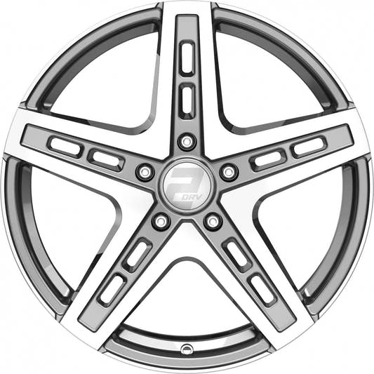2DRV WH38 daytona grau hochglanzpoliert 9.5x22 ET40 - LK5/108 ML72.6