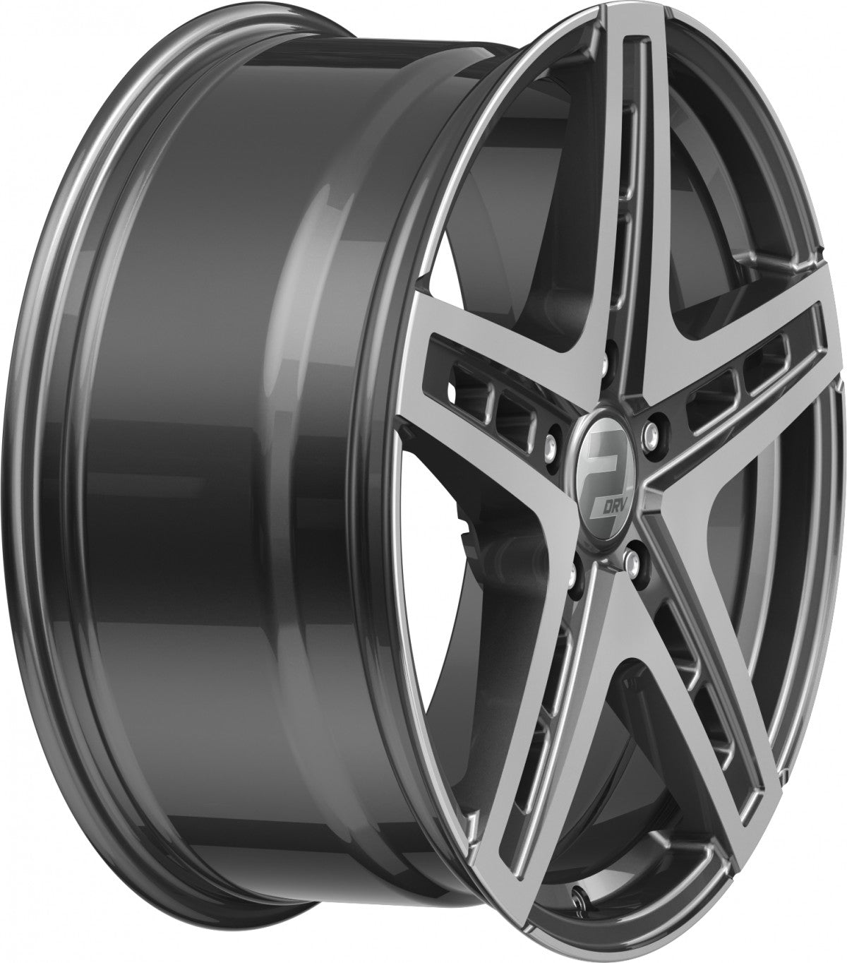 2DRV WH38 daytona grau hochglanzpoliert 9.5x22 ET35 - LK5/130 ML84.1