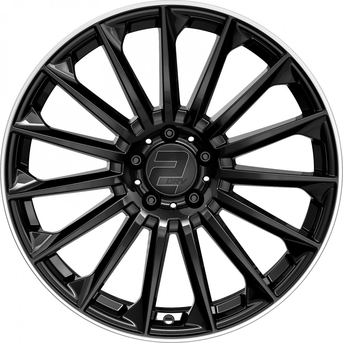 2DRV WH39 schwarz glänzend lackiert mit hochglanzpoliertem Felgenbett 9.5x22 ET37 - LK5/112 ML66.6