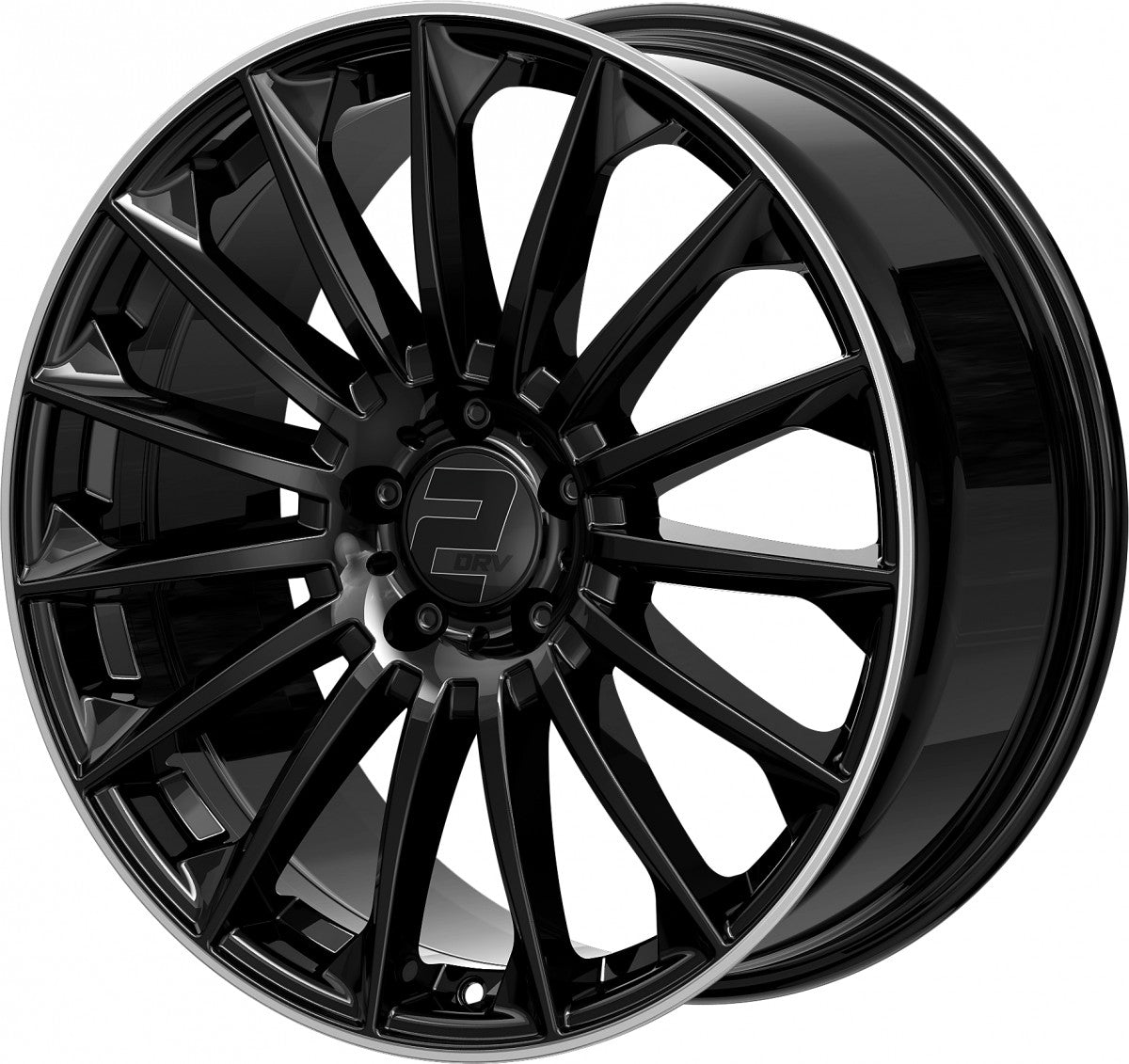 2DRV WH39 schwarz glänzend lackiert mit hochglanzpoliertem Felgenbett 9.5x22 ET37 - LK5/112 ML66.6
