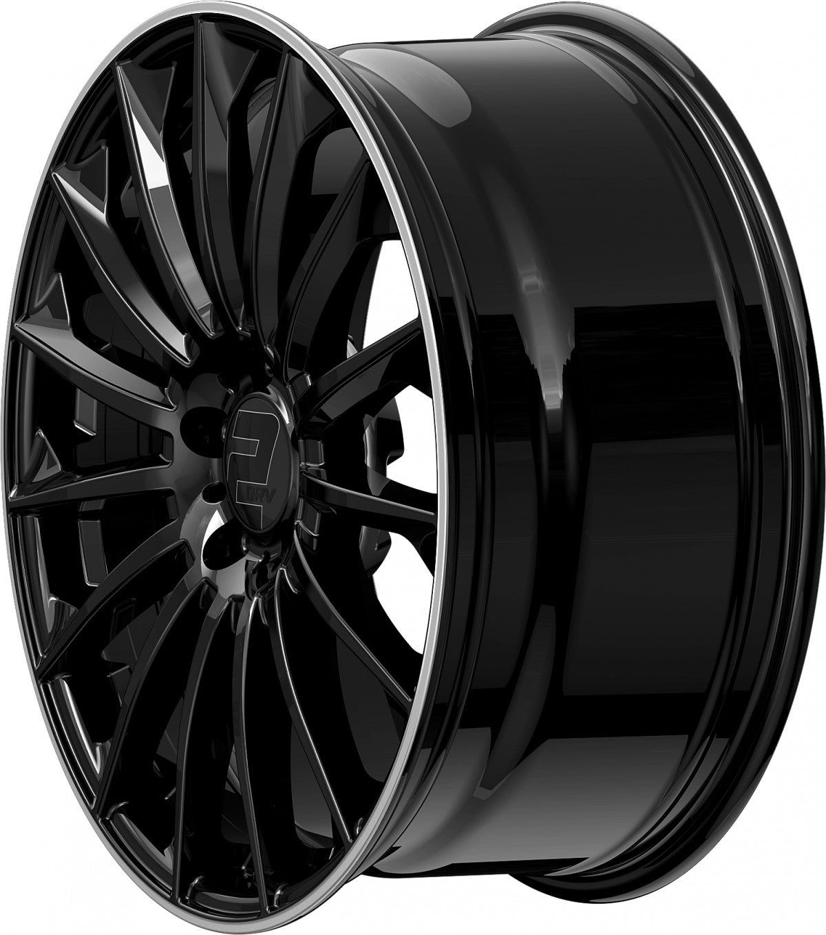 2DRV WH39 schwarz glänzend lackiert mit hochglanzpoliertem Felgenbett 9.5x22 ET37 - LK5/112 ML66.6