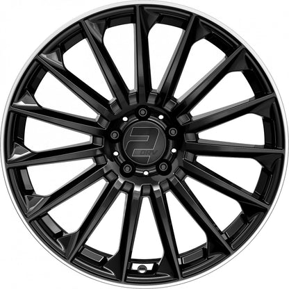 2DRV WH39 schwarz glänzend lackiert mit hochglanzpoliertem Felgenbett 10x22 ET40 - LK5/112 ML66.6