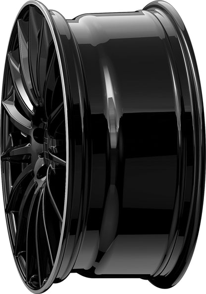 2DRV WH39 schwarz glänzend lackiert mit hochglanzpoliertem Felgenbett 10.5x22 ET20 - LK5/112 ML66.6