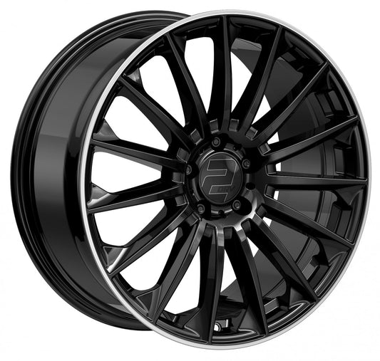 2DRV WH39 schwarz glänzend lackiert mit hochglanzpoliertem Felgenbett 10.5x22 ET30 - LK5/112 ML66.6