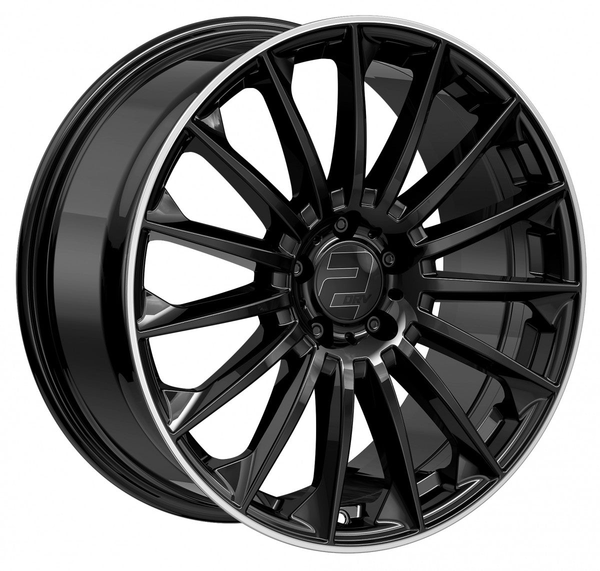 2DRV WH39 schwarz glänzend lackiert mit hochglanzpoliertem Felgenbett 10.5x22 ET35 - LK5/114.3 ML72.6