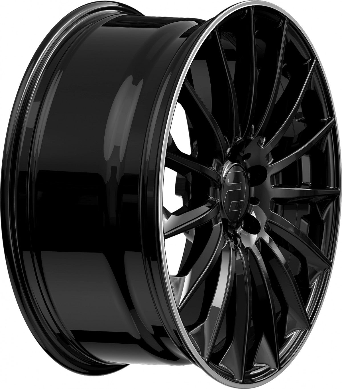 2DRV WH39 schwarz glänzend lackiert mit hochglanzpoliertem Felgenbett 10.5x22 ET35 - LK5/114.3 ML72.6