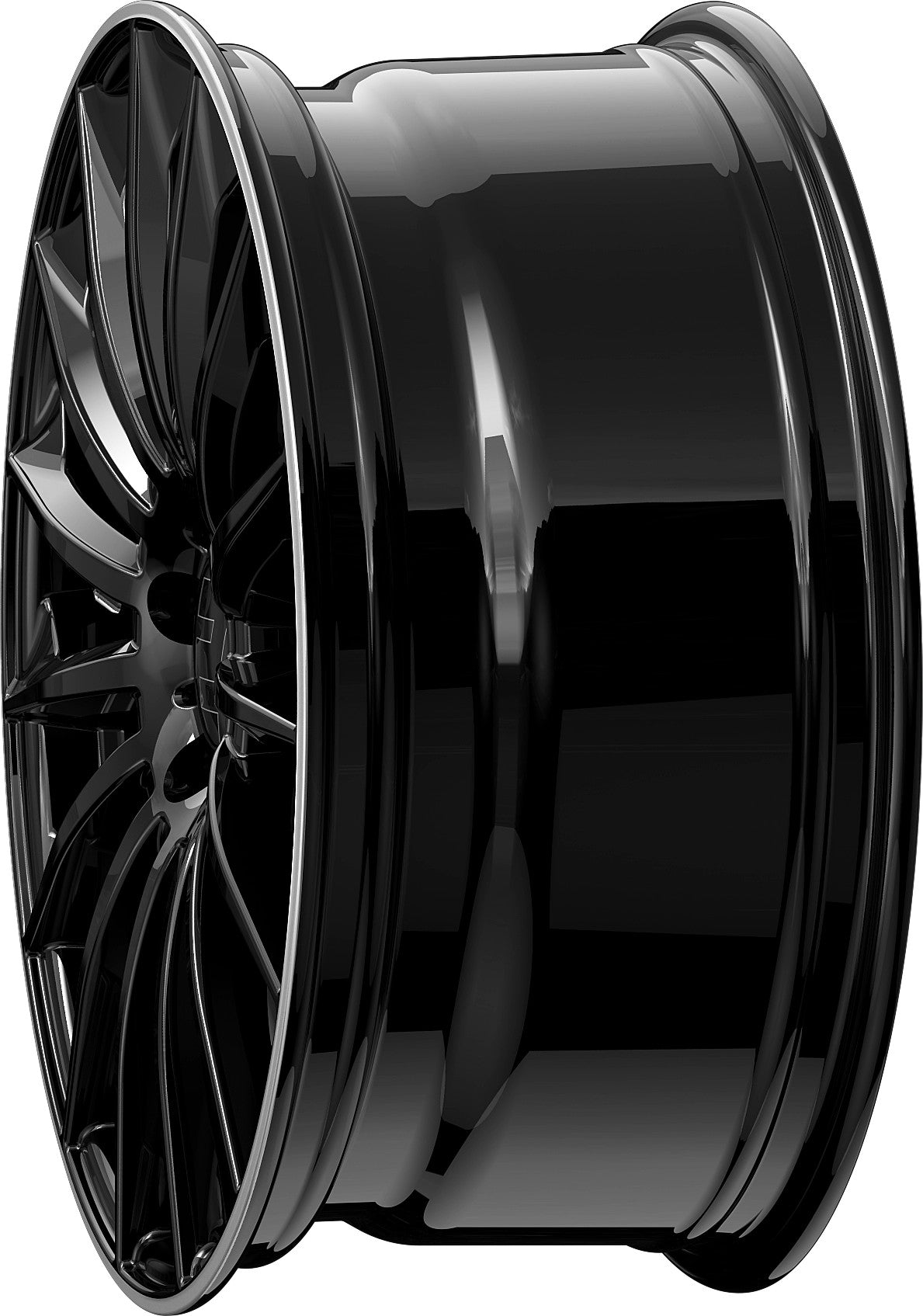 2DRV WH39 schwarz glänzend lackiert mit hochglanzpoliertem Felgenbett 10.5x22 ET35 - LK5/114.3 ML72.6
