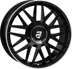 2DRV WH43 schwarz glänzend lackiert mit hochglanzpoliertem Felgenbett 8.5x19 Zoll ET48 LK 5x112 ML66.6
