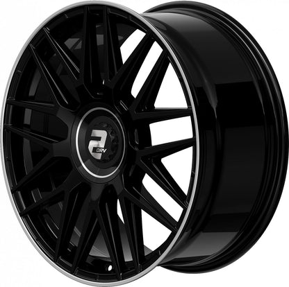 2DRV WH43 schwarz glänzend lackiert mit hochglanzpoliertem Felgenbett 9x20 ET48 - LK5/112 ML66.6