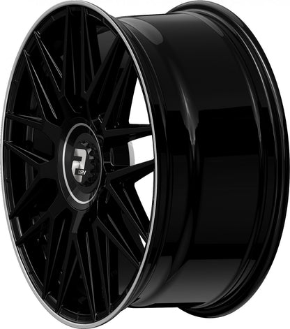 2DRV WH43 schwarz glänzend lackiert mit hochglanzpoliertem Felgenbett 9x20 ET35 - LK5/114.3 ML72.6