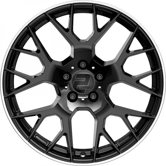 2DRV WH47 schwarz glänzend lackiert mit hochglanzpoliertem Felgenbett 8.5x19 ET35 - LK5/112 ML66.6
