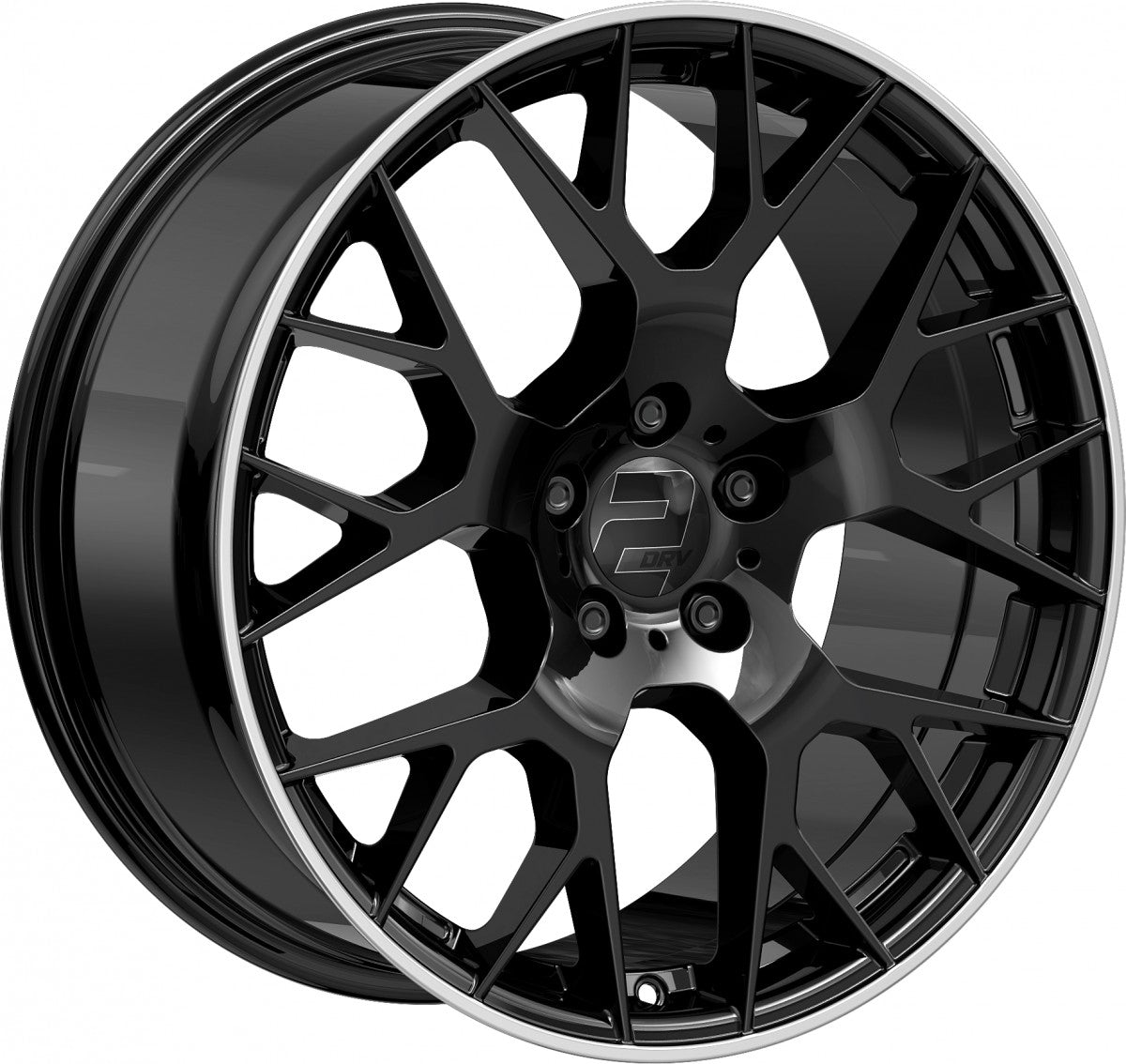 2DRV WH47 schwarz glänzend lackiert mit hochglanzpoliertem Felgenbett 8.5x19 ET35 - LK5/112 ML66.6