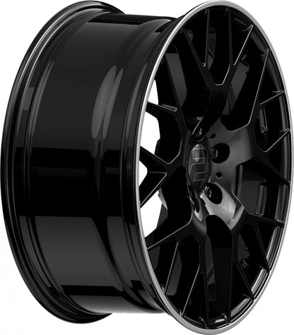 2DRV WH47 schwarz glänzend lackiert mit hochglanzpoliertem Felgenbett 8.5x19 ET35 - LK5/112 ML66.6