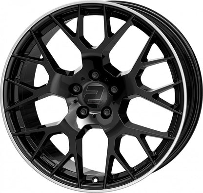 2DRV WH47 schwarz glänzend lackiert mit hochglanzpoliertem Felgenbett 8.5x19 ET35 - LK5/112 ML66.6