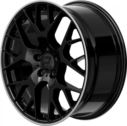 2DRV WH47 schwarz glänzend lackiert mit hochglanzpoliertem Felgenbett 8.5x19 ET35 - LK5/112 ML66.6