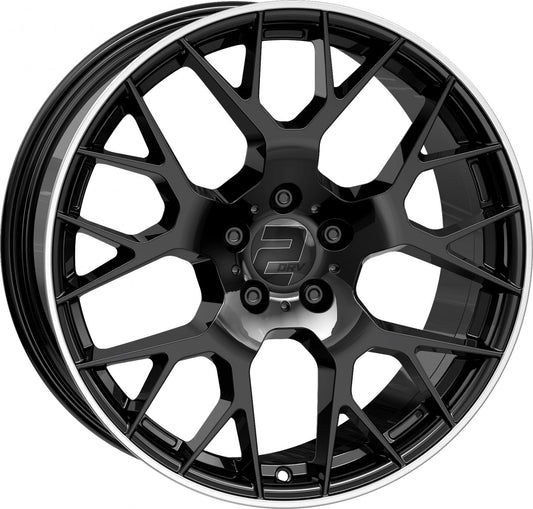 2DRV WH47 schwarz glänzend lackiert mit hochglanzpoliertem Felgenbett 8.5x19 ET40 - LK5/112 ML66.6
